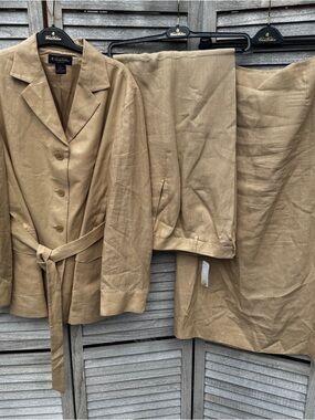 Brooks Brothers Irish Linen 3 Piece Suit Set NWT Pants, Blazer, Skirt Size 16